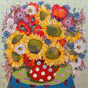 Stillleben Sonnenblumen, Gemälde von Julia Kurtu