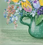Blühender Blumenstrauß auf grün II, Gemälde von Julia Kurtu