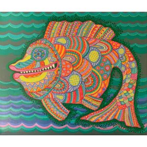 Bunter Fisch mit Zähnen, Gemälde von Julia Kurtu