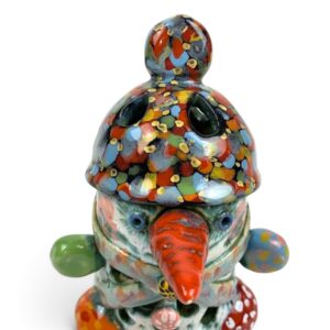 Schneemann Windlicht mit leichten Schal, Keramik von Julia Kurtu