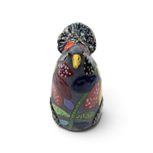 Bunter Vogel mit Gänseblümchen, Keramik von Julia Kurtu
