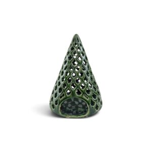 Tannenbaum Windlicht grün breit, Keramik von Julia Kurtu