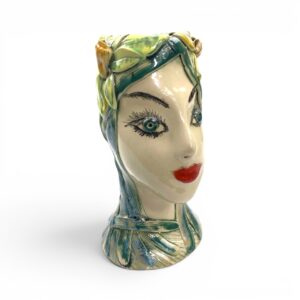 Vase Frauenkopf mit Narzissen, Keramik von Julia Kurtu