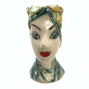 Vase Frauenkopf mit Narzissen, Keramik von Julia Kurtu