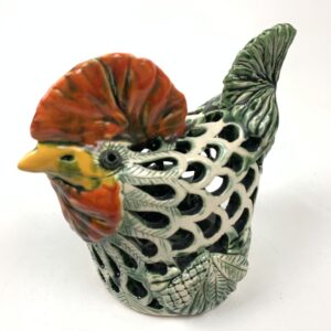 Huhn Windlicht weiß groß