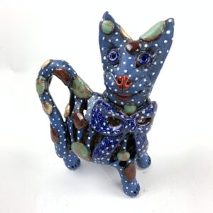 Blaue Katze-Windlicht mit Punkten